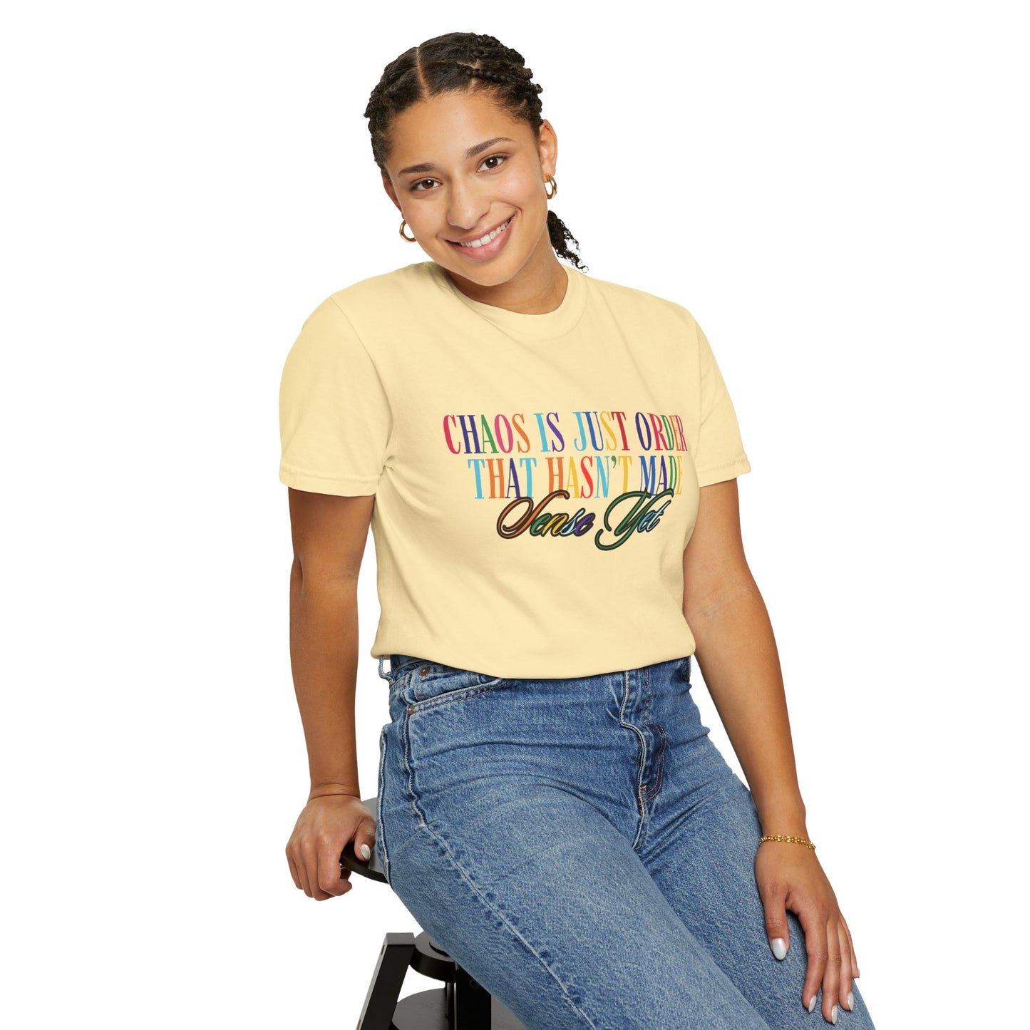 Colorful Chaos Quote T-Shirt, Inspirational Tee, Motivational Shirt, Gift for Friends, Self-Care Apparel, Casual Wear