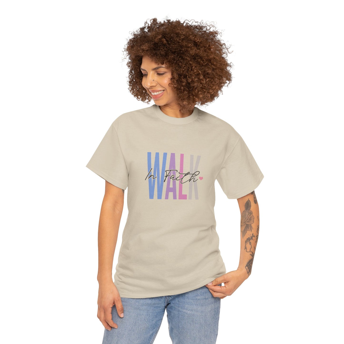 Colorful Walk Unisex Heavy Cotton Tee | Inspirational Shirt, Everyday Wear, Gift for Walk Lovers, Casual Style, Motivational Top