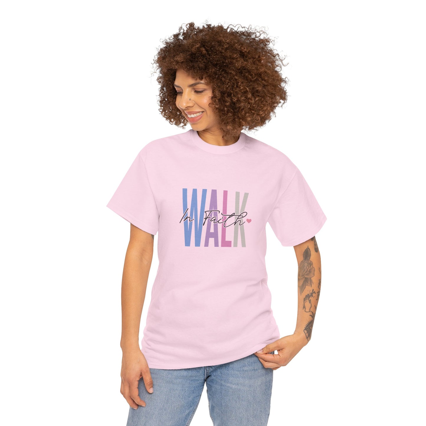 Colorful Walk Unisex Heavy Cotton Tee | Inspirational Shirt, Everyday Wear, Gift for Walk Lovers, Casual Style, Motivational Top