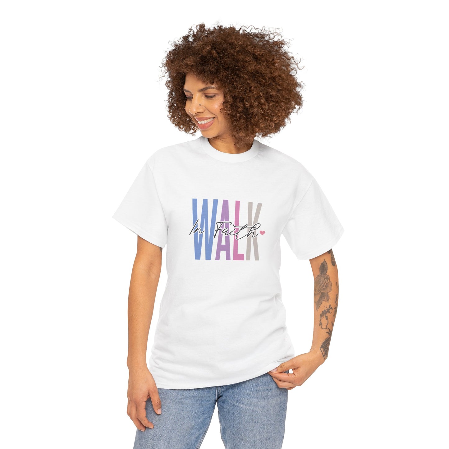 Colorful Walk Unisex Heavy Cotton Tee | Inspirational Shirt, Everyday Wear, Gift for Walk Lovers, Casual Style, Motivational Top