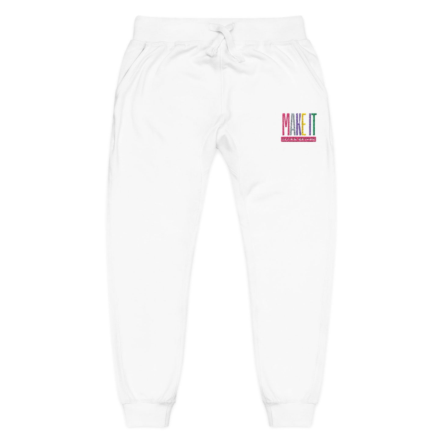 Cozy Unisex Fleece Sweatpants with Colorful Embroidery