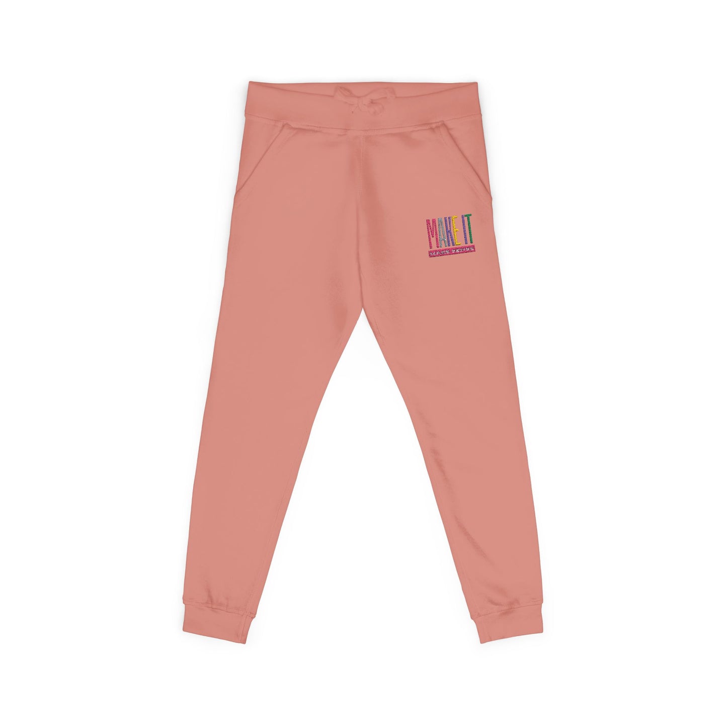 Cozy Unisex Fleece Sweatpants with Colorful Embroidery