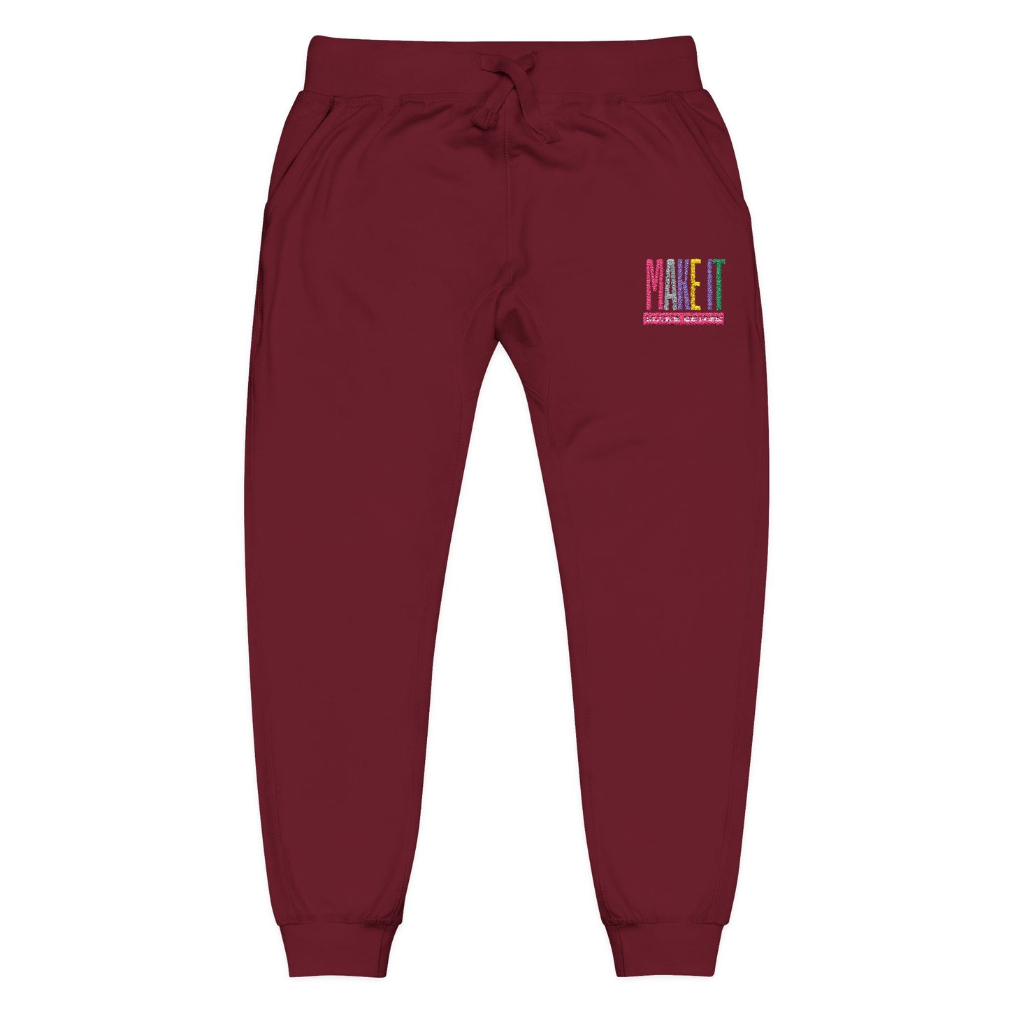 Cozy Unisex Fleece Sweatpants with Colorful Embroidery