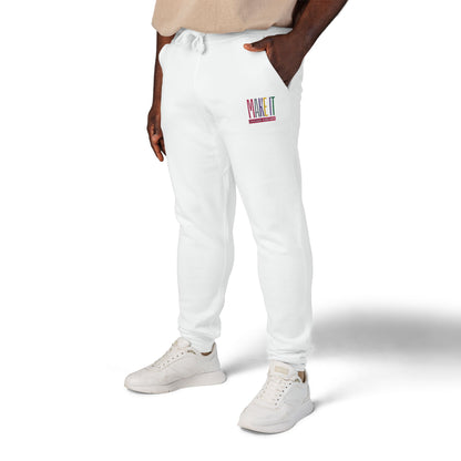 Cozy Unisex Fleece Sweatpants with Colorful Embroidery