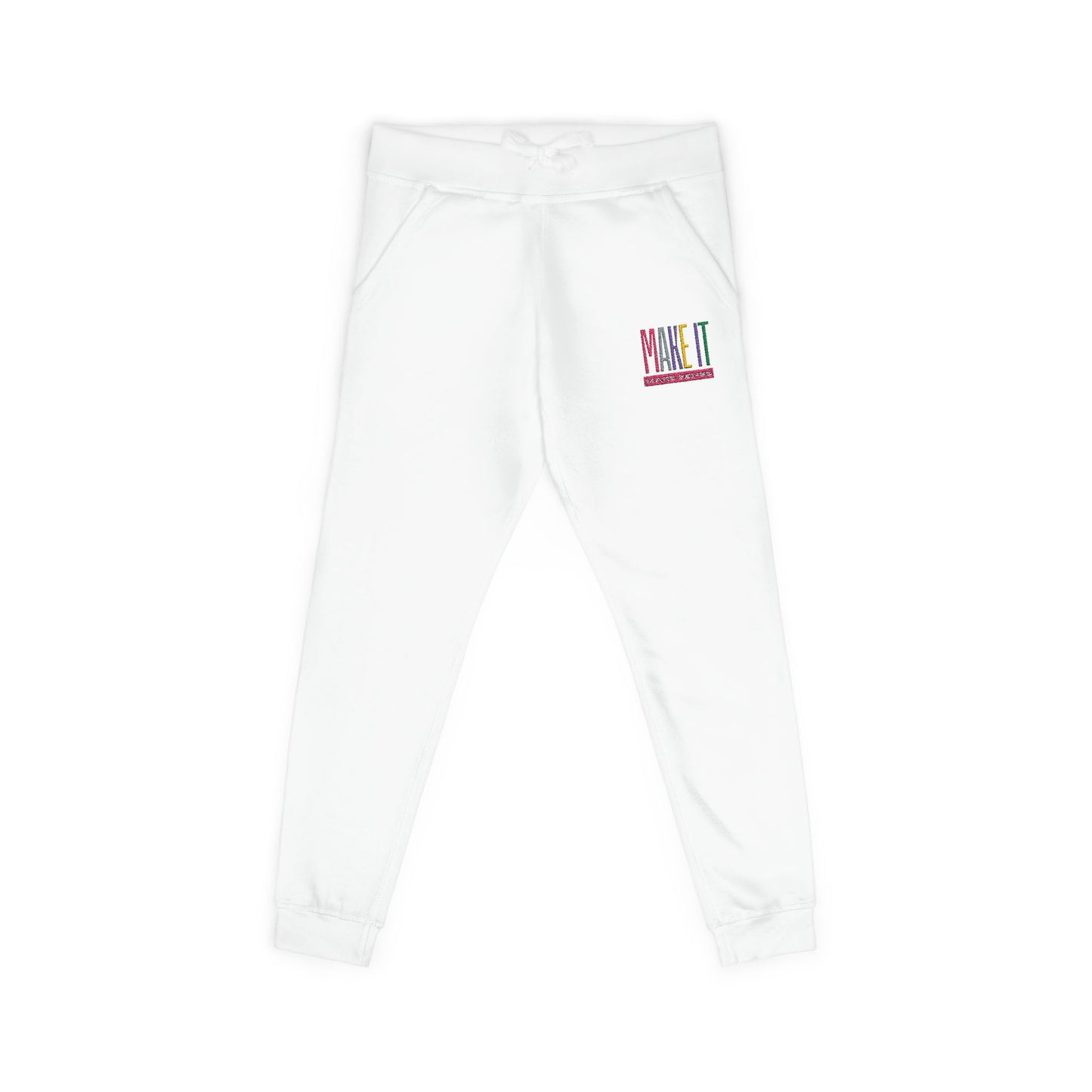 Cozy Unisex Fleece Sweatpants with Colorful Embroidery