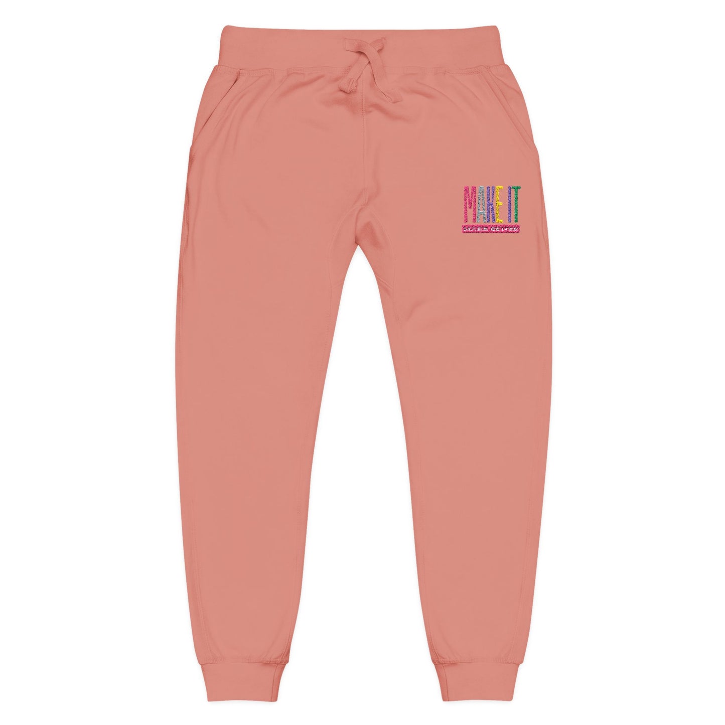 Cozy Unisex Fleece Sweatpants with Colorful Embroidery