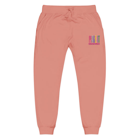 Cozy Unisex Fleece Sweatpants with Colorful Embroidery